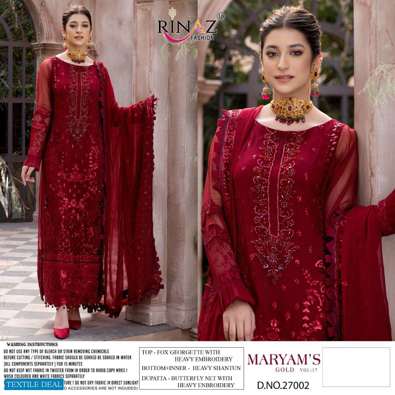 RINAZ PRESENTS MARYAM GOLD VOL-17 PAKISTANI SUIT WHOLESALE RATE IN SURAT 
