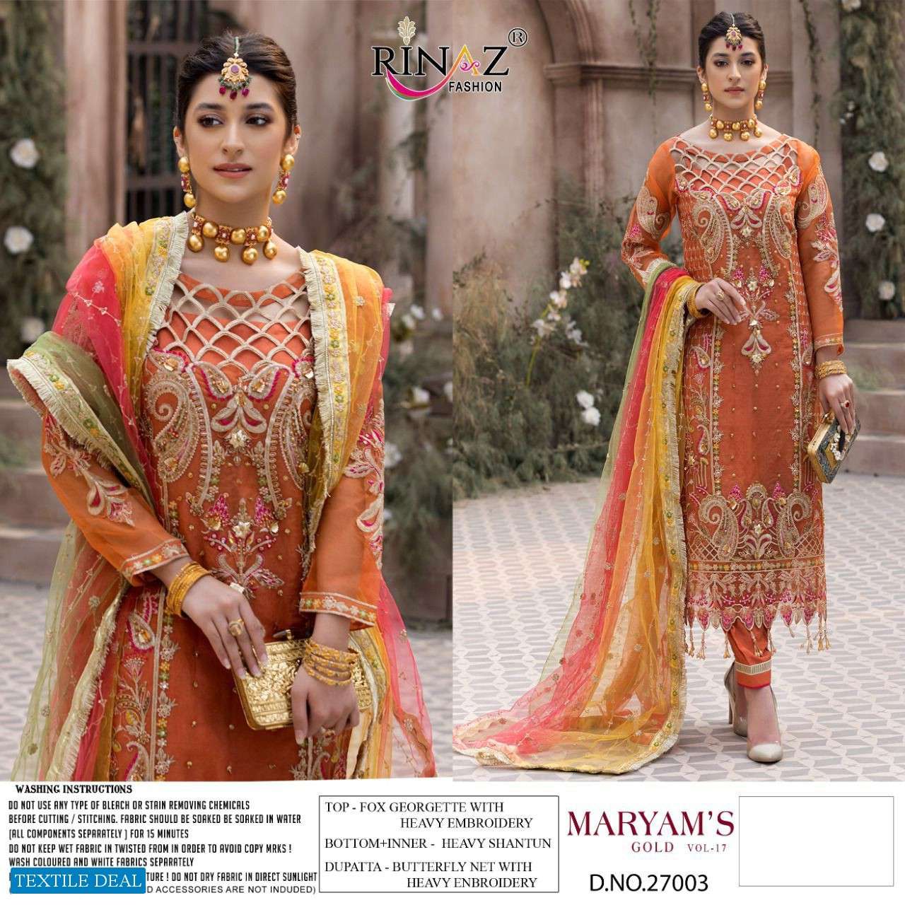 RINAZ PRESENTS MARYAM GOLD VOL-17 PAKISTANI SUIT WHOLESALE RATE IN SURAT 