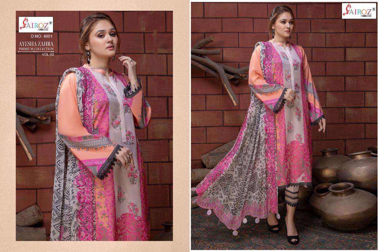 SAIROZ FABS PRESENT AYESHA ZAHRA PREMIUM COLLECTION VOL-3  COTTON SALWAR SUITS IN WHOLESALE PRICE IN SURAT - SAI DRESSES 