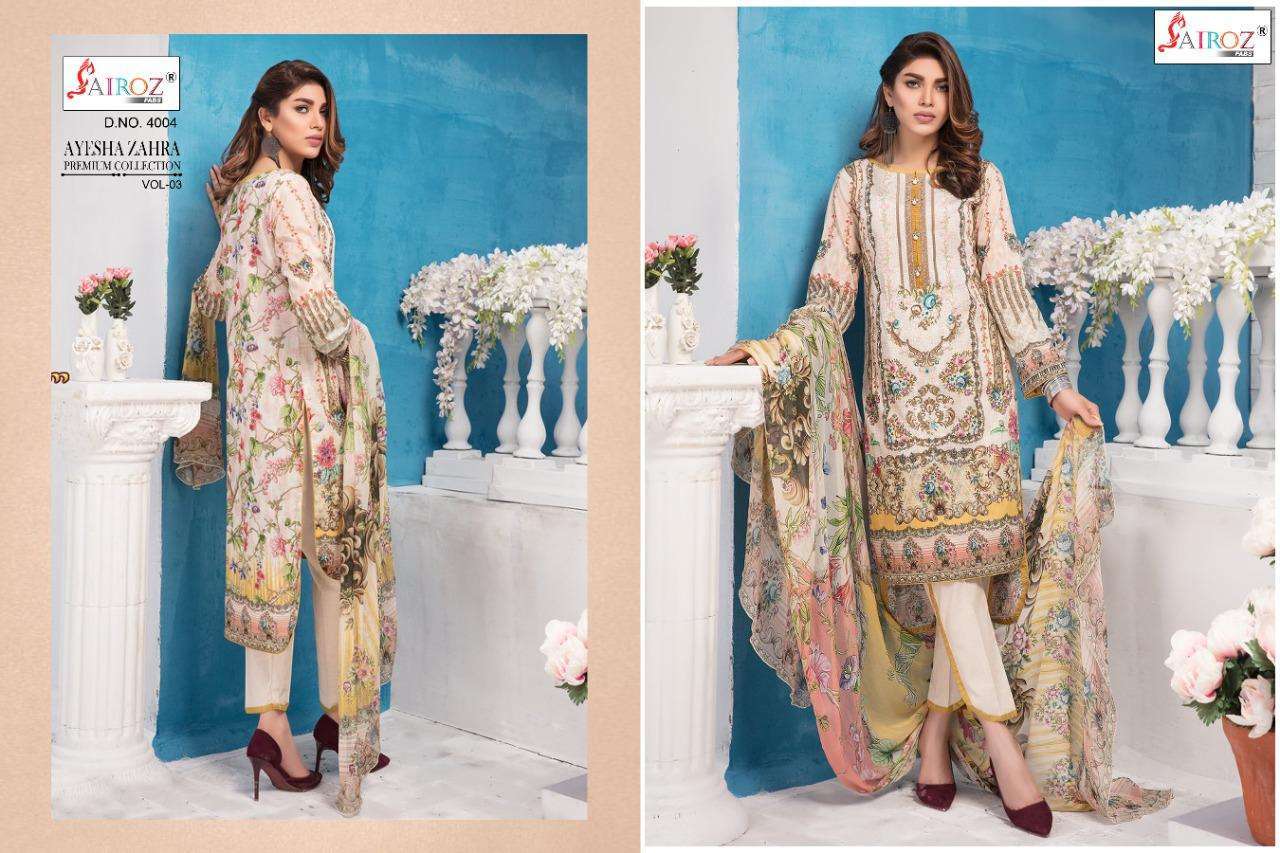 SAIROZ FABS PRESENT AYESHA ZAHRA PREMIUM COLLECTION VOL-3  COTTON SALWAR SUITS IN WHOLESALE PRICE IN SURAT - SAI DRESSES 