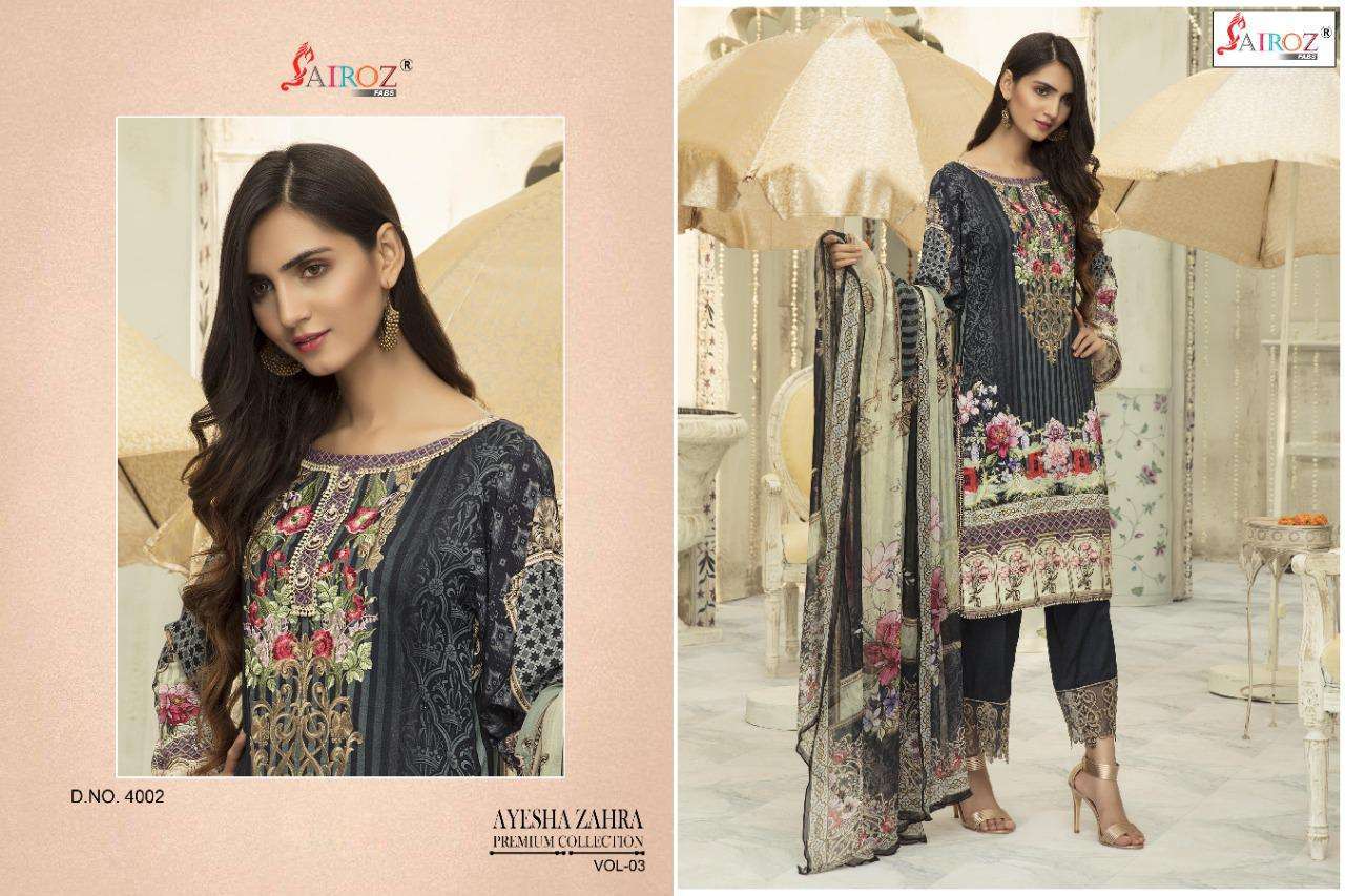 SAIROZ FABS PRESENT AYESHA ZAHRA PREMIUM COLLECTION VOL-3  COTTON SALWAR SUITS IN WHOLESALE PRICE IN SURAT - SAI DRESSES 