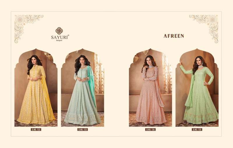 Sayuri Present Afreen Series 132-135 Real Georgette Suit In Wholesale Price In Surat - Sai Dresses