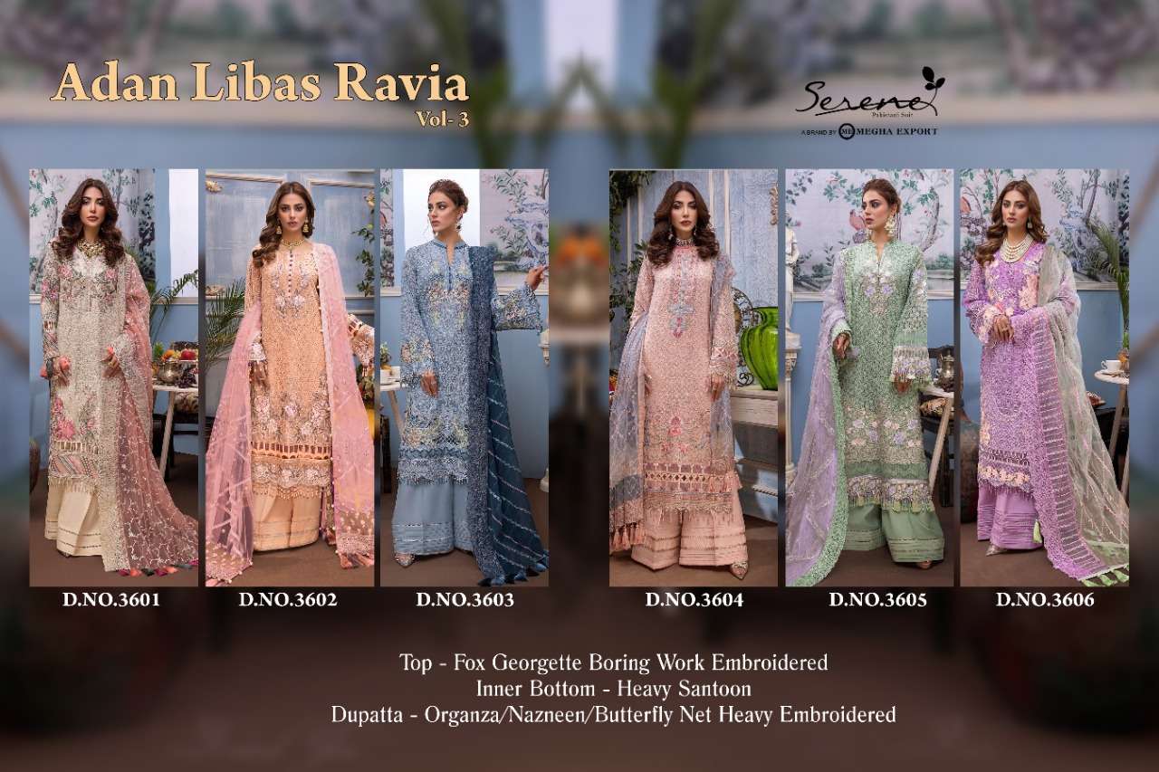 Serene Present Adan Libas Ravia Vol 3 Pakistani Dress Material In Wholesale Rate In Surat - Sai Dresses