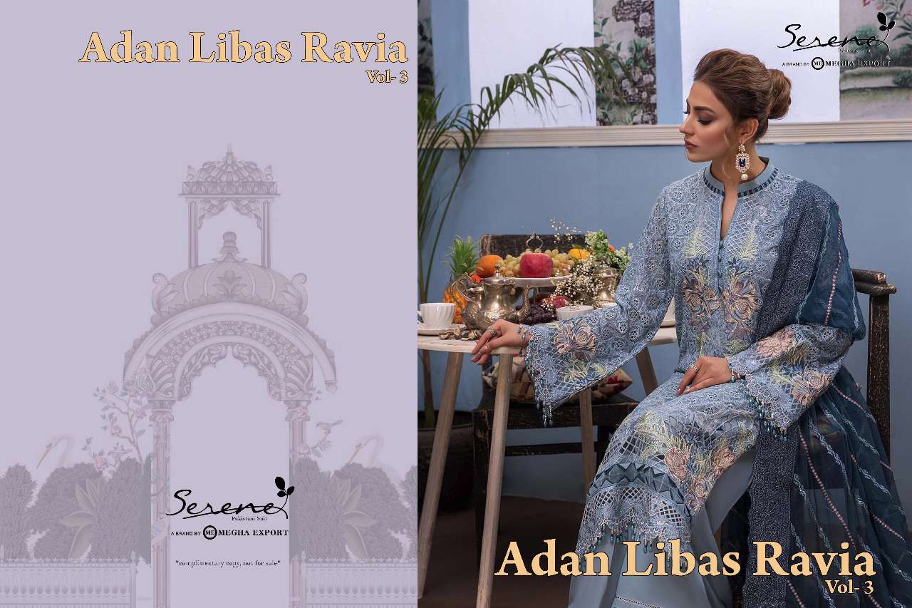 Serene Present Adan Libas Ravia Vol 3 Pakistani Dress Material In Wholesale Rate In Surat - Sai Dresses