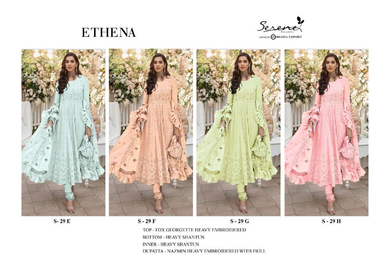 SERENE PRESENT ETHENA SERIES 29-E TO 29-H GEORGETTE SEMI STICHED SALWAR SUITS IN WHOLESALE PRICE IN SURAT - SAI DRESSES
