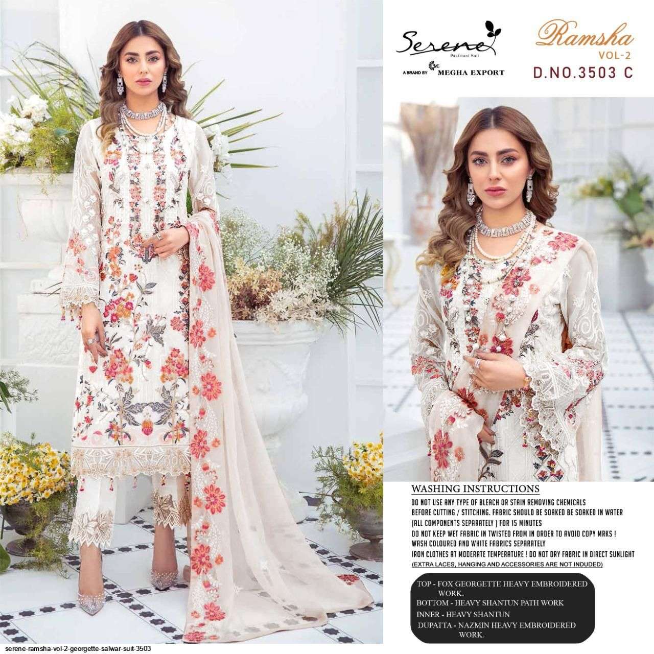 SERENE PRESRNT SERENE VOL 7 GEORGETTE SALWAR SUIT 3503 IN WHOLESALE PRICE IN SURAT - SAI DRESSES