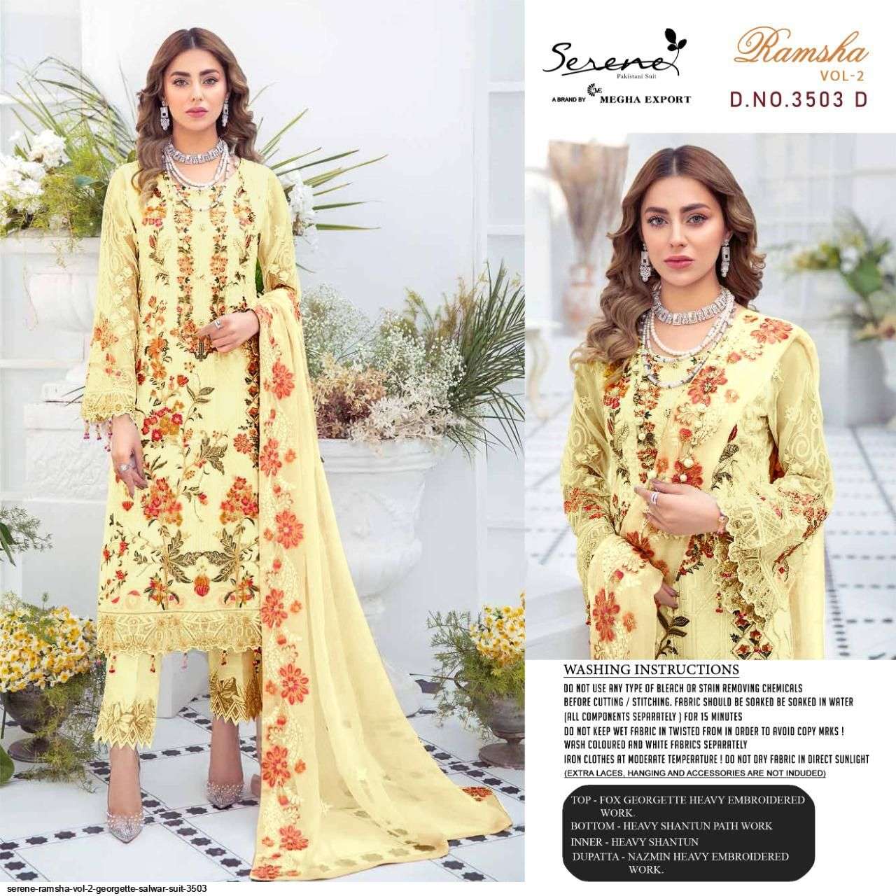 SERENE PRESRNT SERENE VOL 7 GEORGETTE SALWAR SUIT 3503 IN WHOLESALE PRICE IN SURAT - SAI DRESSES