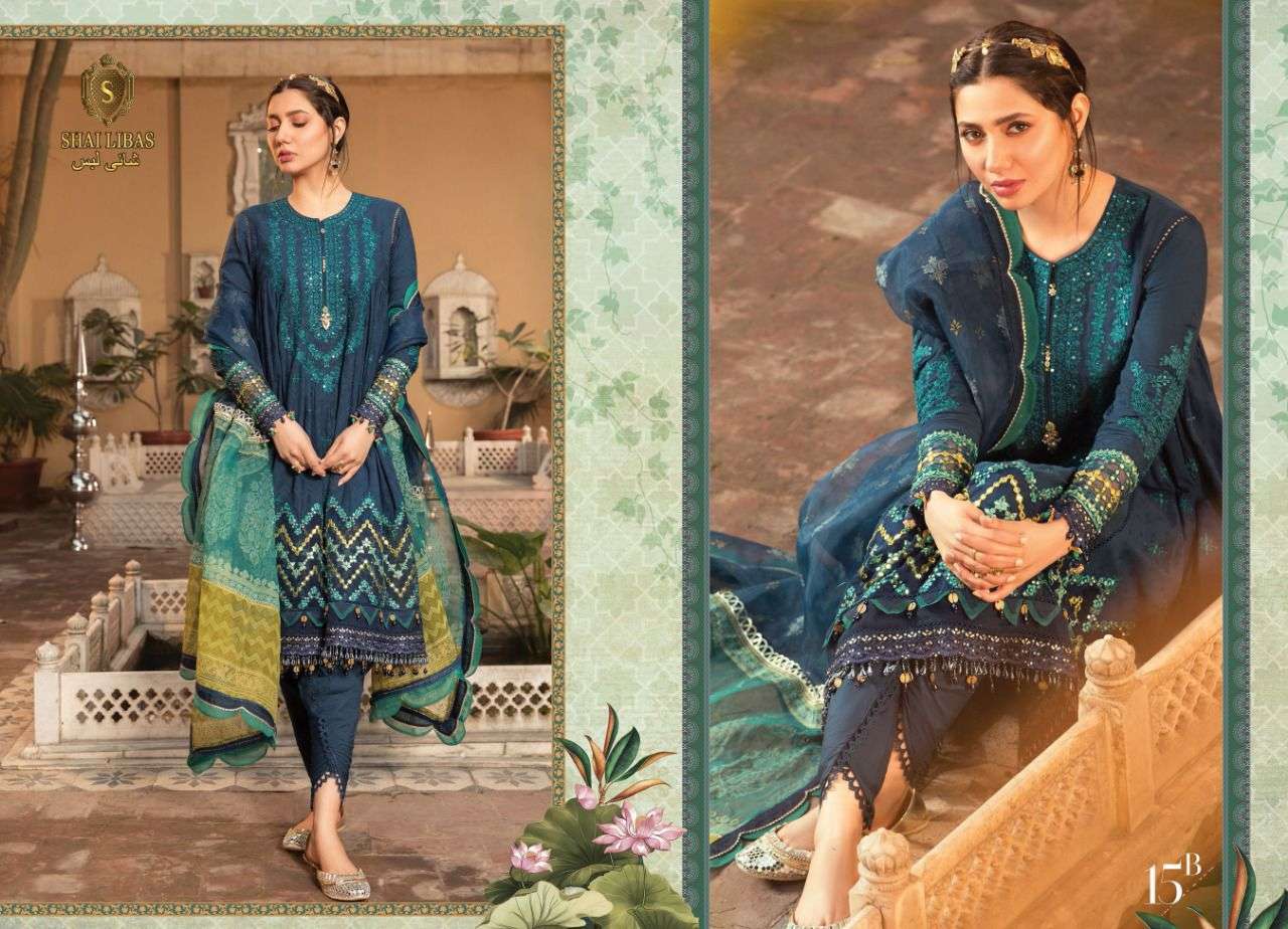   SHAI LIBAAS PRESENT MARIA B EXCLUSIVE LUXURY LAWN COLLECTION CAMBIRC COTTON SUITS IN WHOLESALE PRICE IN SURAT - SAI DRESSES