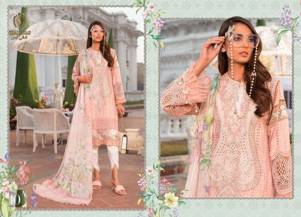   SHAI LIBAAS PRESENT MARIA B EXCLUSIVE LUXURY LAWN COLLECTION CAMBIRC COTTON SUITS IN WHOLESALE PRICE IN SURAT - SAI DRESSES