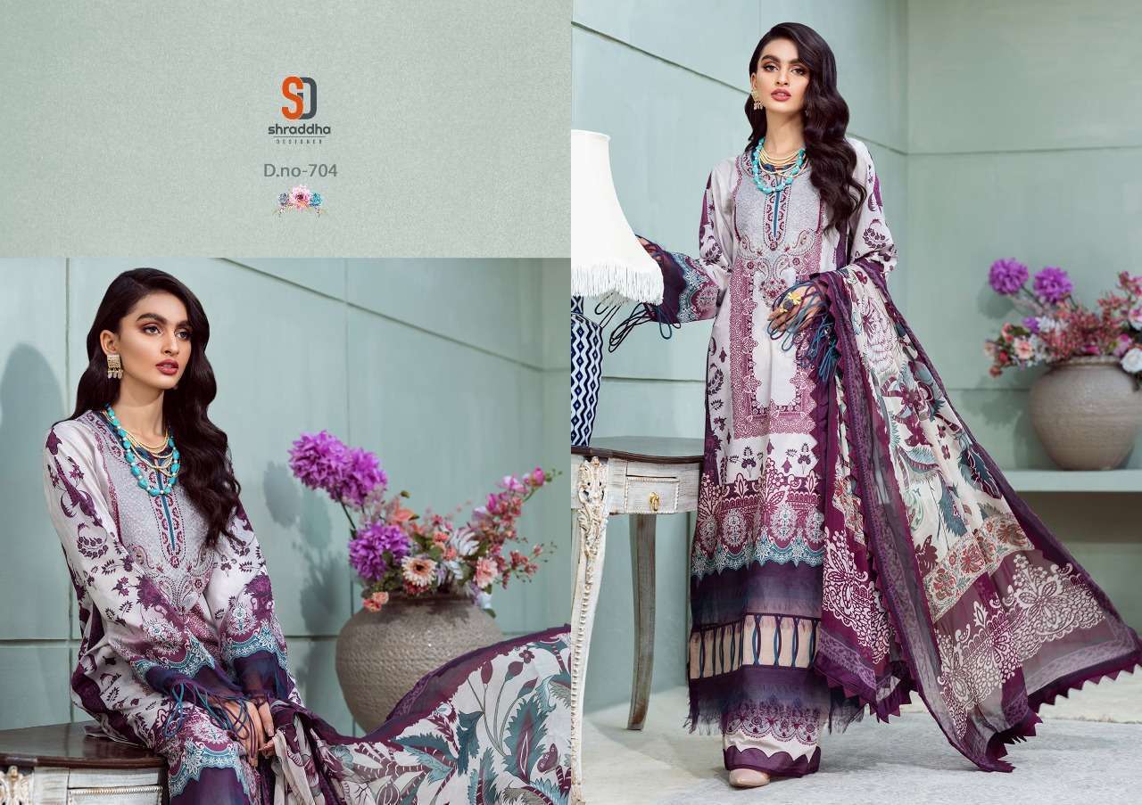 SHRADDHA DESIGNER PRESENT VINTAGE VOL 7 PRINTED LAWN COTTON WITH EMBROIDERY WORK PAKISTANI DRESS MATERIAL COLLECTION IN WHOLESALE PRICE IN SURAT - SAI DRESSES