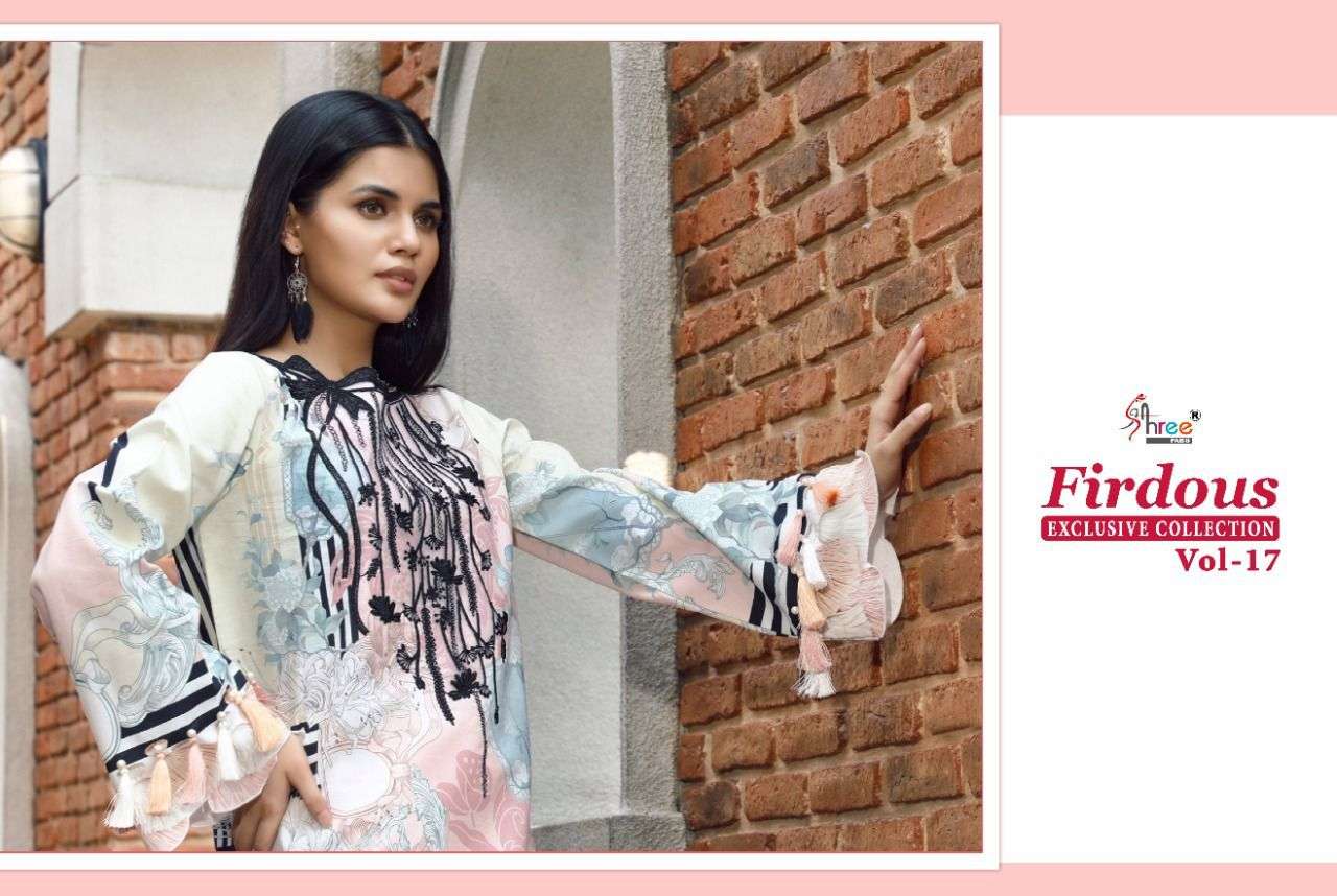 SHREE FAB PRESENT FIRDOUS EXCLUSIVE COLLECTION VOL 17 PRINTED PURE COTTON WITH PATCH WORK PAKISTANI DRESS MATERIAL IN WHOLESALE PRICE IN SURAT - SAI DRESSES