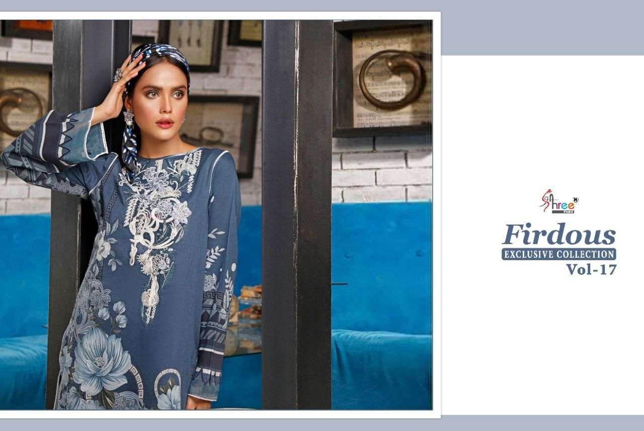 SHREE FAB PRESENT FIRDOUS EXCLUSIVE COLLECTION VOL 17 PRINTED PURE COTTON WITH PATCH WORK PAKISTANI DRESS MATERIAL IN WHOLESALE PRICE IN SURAT - SAI DRESSES