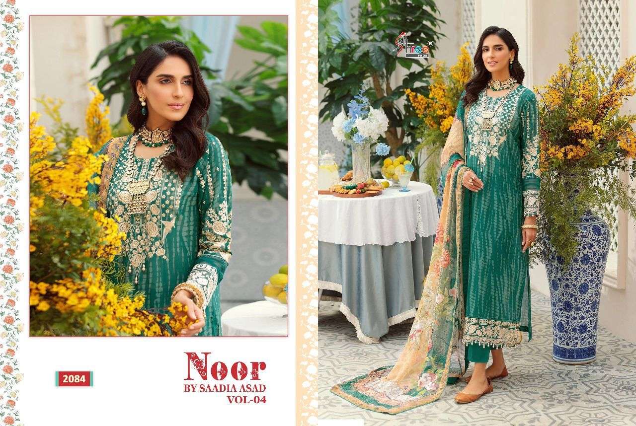 SHREE FAB PRESENT NOOR BY SAADIA ASAD VOL 04 COTTON WITH PATCH EMBROIDERY DESIGNER SUIT IN WHOLESALE PRICE IN SURAT - SAI DRESSES