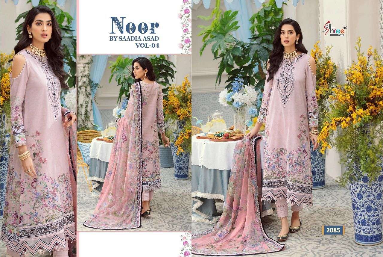 SHREE FAB PRESENT NOOR BY SAADIA ASAD VOL 04 COTTON WITH PATCH EMBROIDERY DESIGNER SUIT IN WHOLESALE PRICE IN SURAT - SAI DRESSES