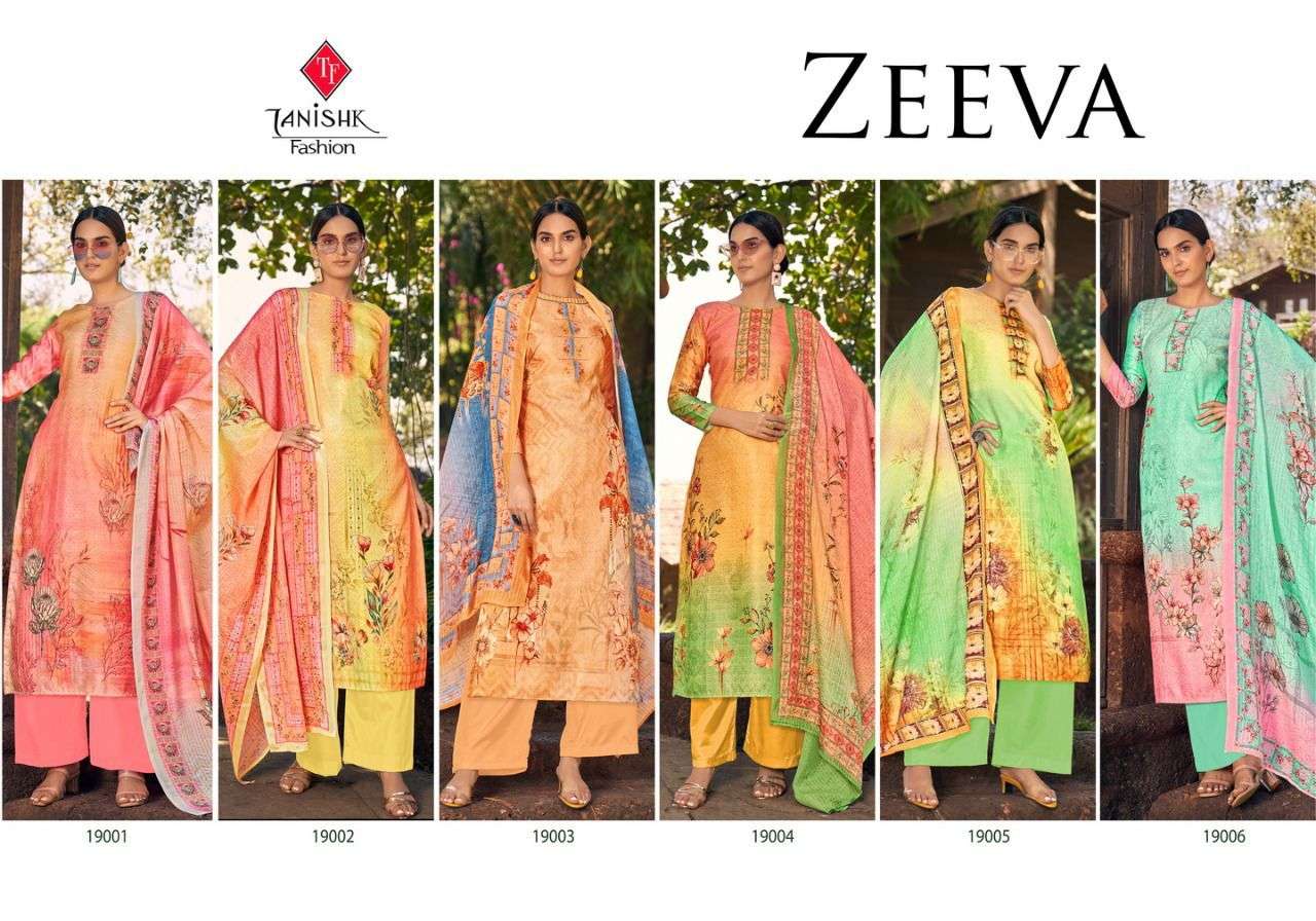 TANISHK FASHION PRESENT ZEEVA DESIGNER JAM COTTON DIGITAL PRINTED SUITS IN WHOLESALE PRICE IN SURAT - SAI DRESSES