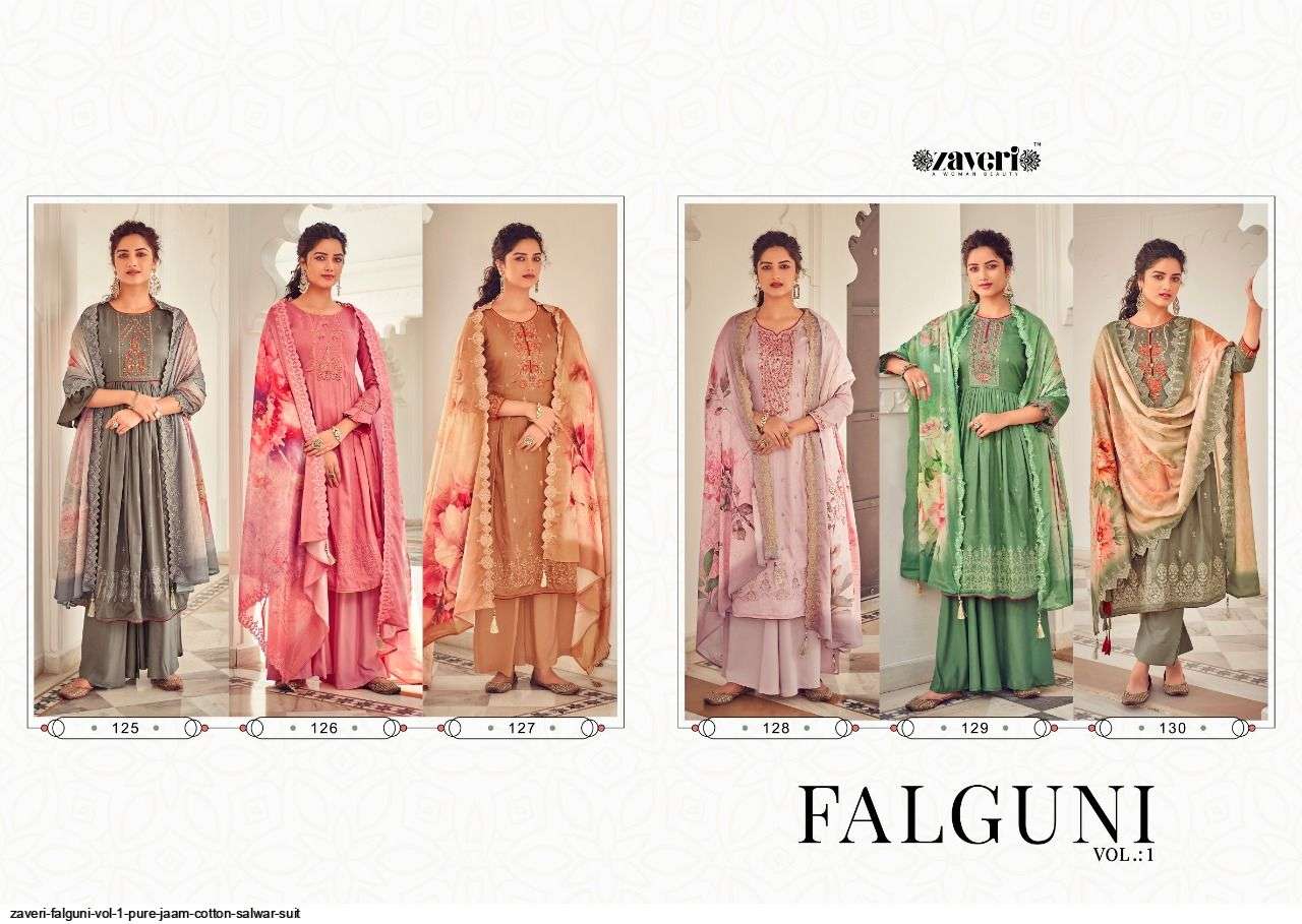 ZAVERI PRESENT FALGUNI VOL 1 PURE JAAM COTTON SALWAR SUIT  IN WHOLESALE PRICE IN SURAT - SAI DRESSES