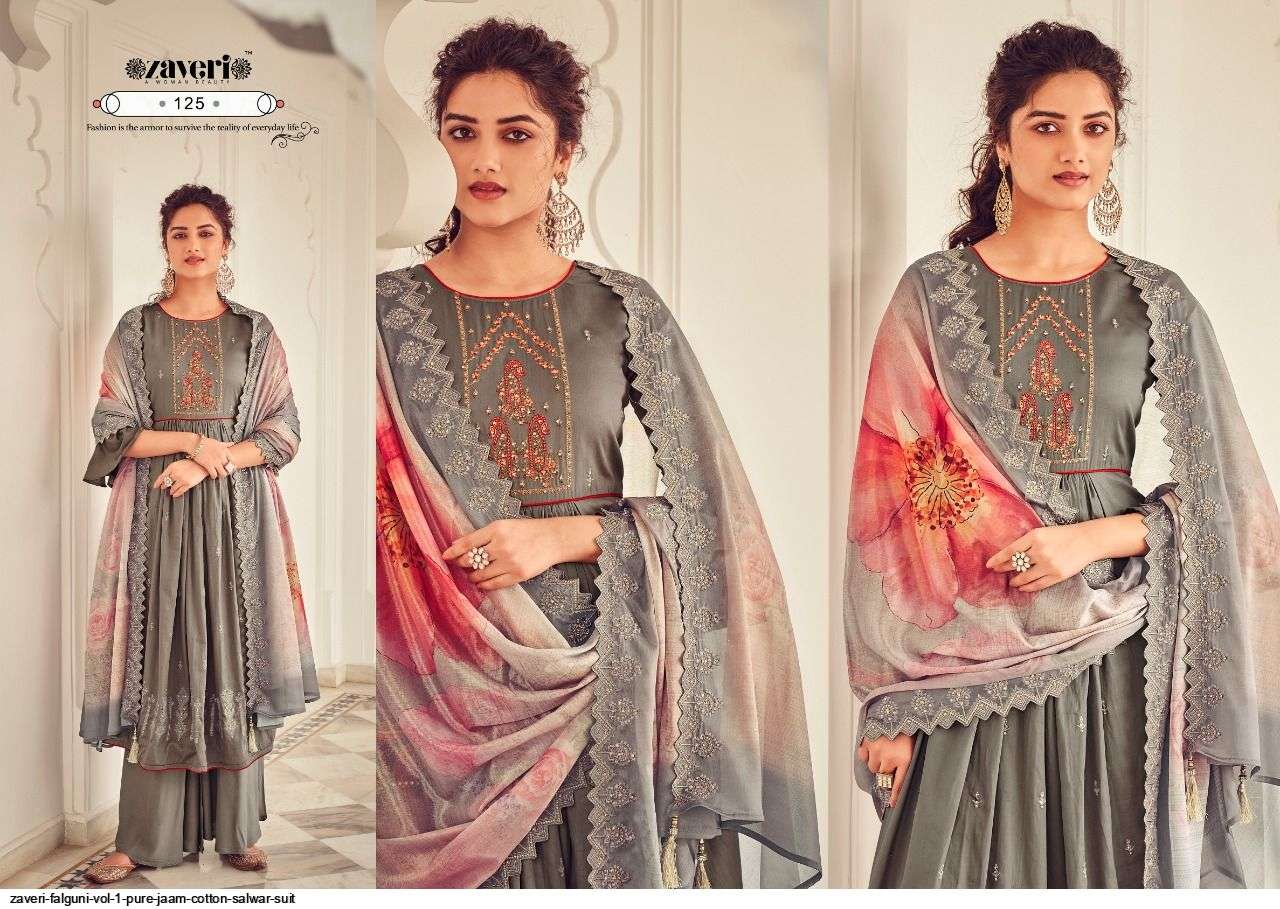 ZAVERI PRESENT FALGUNI VOL 1 PURE JAAM COTTON SALWAR SUIT  IN WHOLESALE PRICE IN SURAT - SAI DRESSES