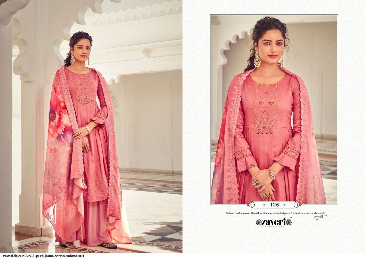 ZAVERI PRESENT FALGUNI VOL 1 PURE JAAM COTTON SALWAR SUIT  IN WHOLESALE PRICE IN SURAT - SAI DRESSES