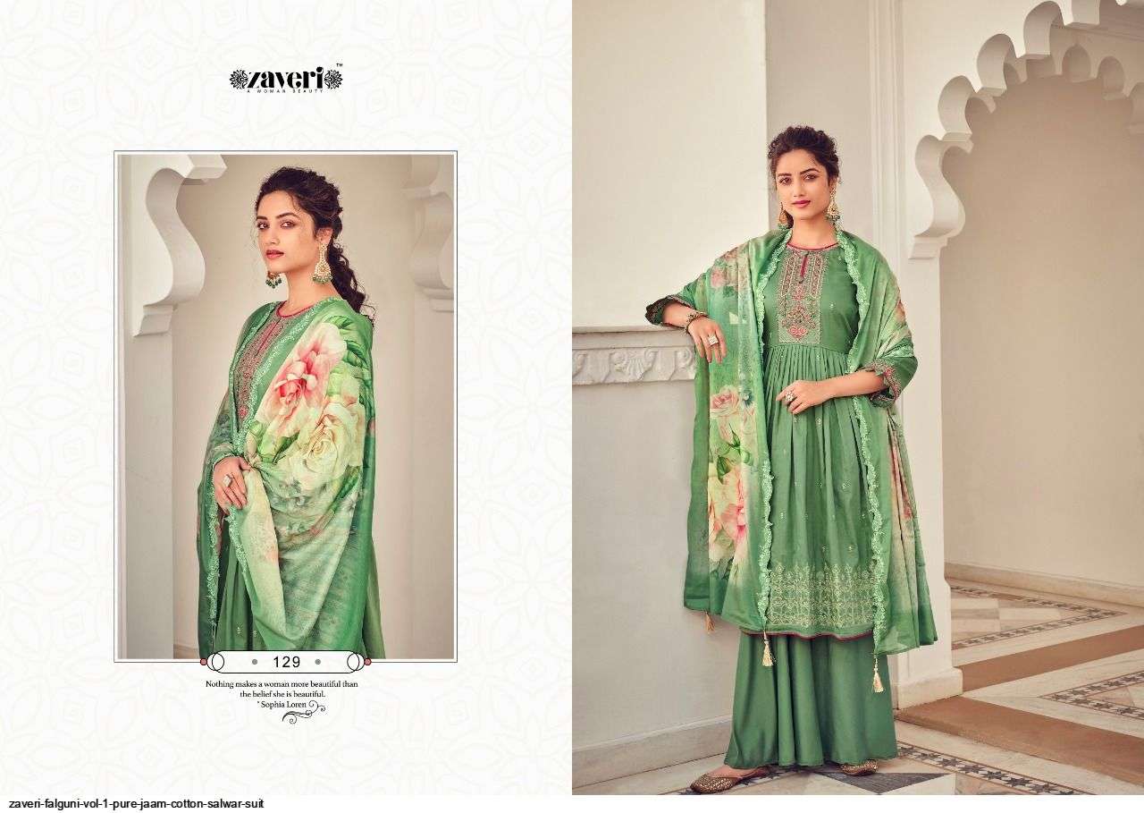 ZAVERI PRESENT FALGUNI VOL 1 PURE JAAM COTTON SALWAR SUIT  IN WHOLESALE PRICE IN SURAT - SAI DRESSES