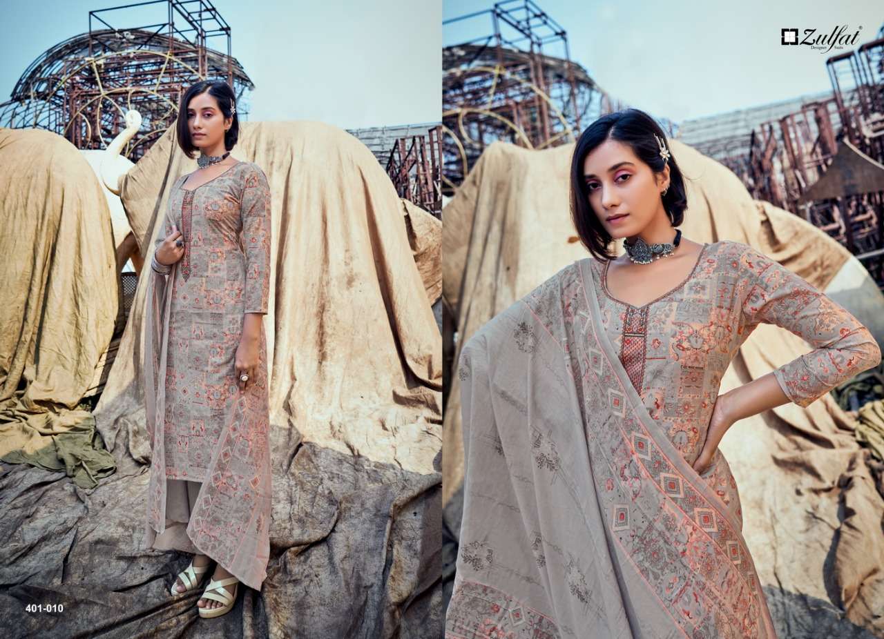Zulfat Present Shades Pure Cotton With Elegant Embroidery Dress Material Collection In Wholesale Price In Surat - Sai Dresses
