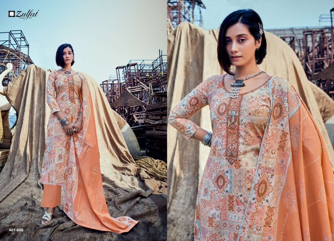 Zulfat Present Shades Pure Cotton With Elegant Embroidery Dress Material Collection In Wholesale Price In Surat - Sai Dresses