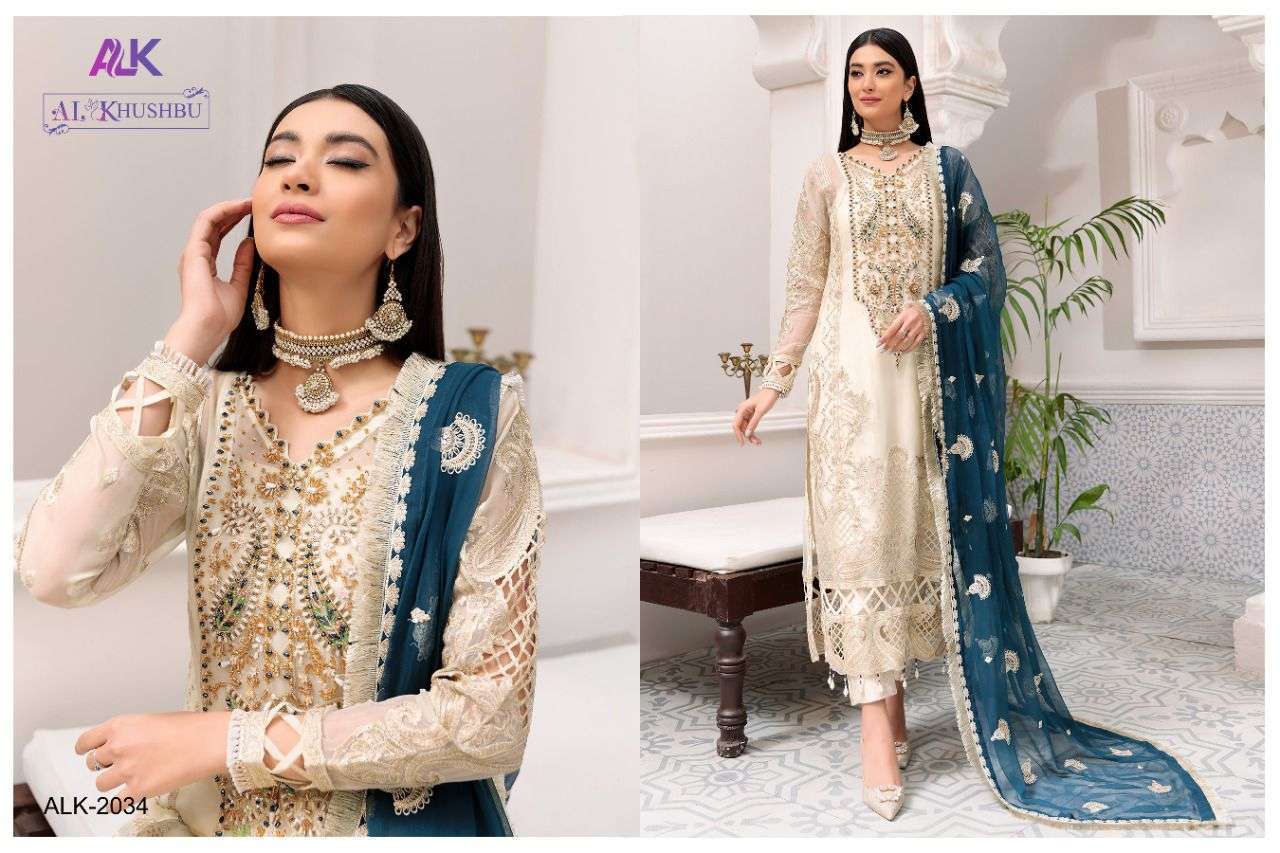 AL KHUSHBU PRESENT MISTY VOL- 2 GEORGETTE SEMI STITCHED PAKISTANI CONCEPT DESIGNER SUITS IN WHOLESALE PRICE IN SURAT - SAI DRESSES