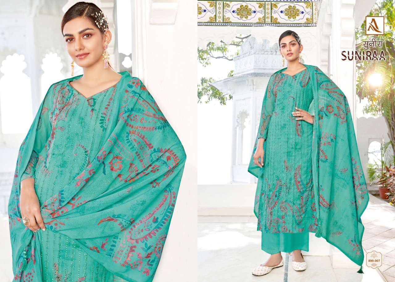 ALOK SUITS PRESENT SUNIRAA PURE MASLIN COTTON DIGITAL PRINT DRESS MATERIAL COLLECTION IN WHOLESALE PRICE IN SURAT - SAI DRESSES