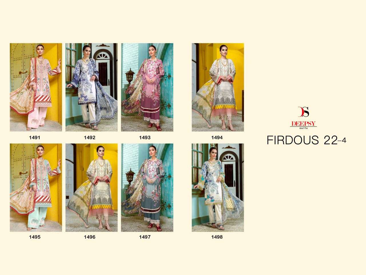 DEEPSY PRESENTS FIRDOUS-22-4 PAKISTANI PURE COTTON COLLECTION IN WHOLESALE RATE IN SURAT - SAI DRESSES 