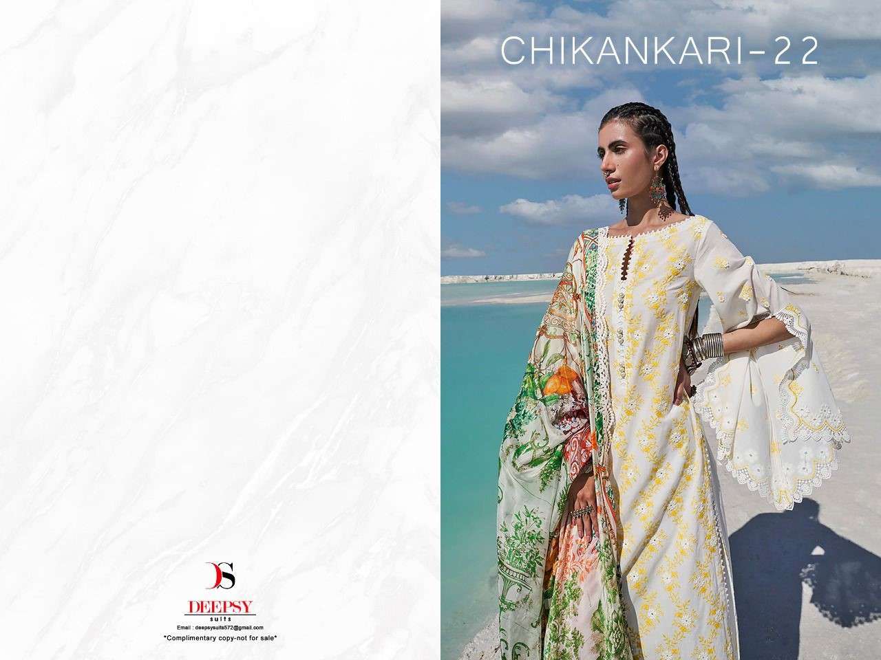 DEEPSY SUITS PRESENT CHIKANKARI - 22 PURE COTTON WITH EMBROIDERY PAKISTANI SUITS IN WHOLESALE PRICE IN SURAT - SAI DRESSES