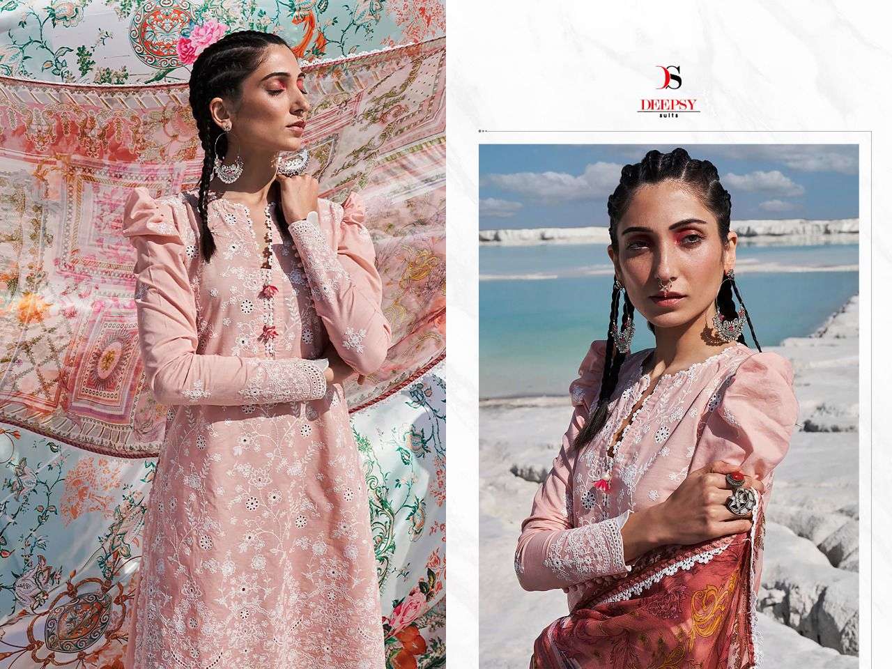 DEEPSY SUITS PRESENT CHIKANKARI - 22 PURE COTTON WITH EMBROIDERY PAKISTANI SUITS IN WHOLESALE PRICE IN SURAT - SAI DRESSES