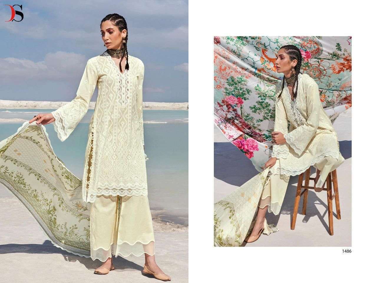 DEEPSY SUITS PRESENT LAWNKARI - 22 PURE COTTON WITH FANCY WORK PAKISTANI DESIGNER SUITS COLLECTION IN WHOLESALE PRICE IN SURAT - SAI DRESSES