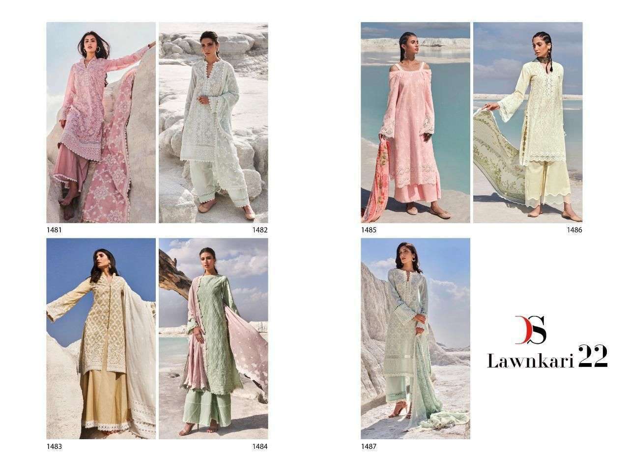 DEEPSY SUITS PRESENT LAWNKARI - 22 PURE COTTON WITH FANCY WORK PAKISTANI DESIGNER SUITS COLLECTION IN WHOLESALE PRICE IN SURAT - SAI DRESSES