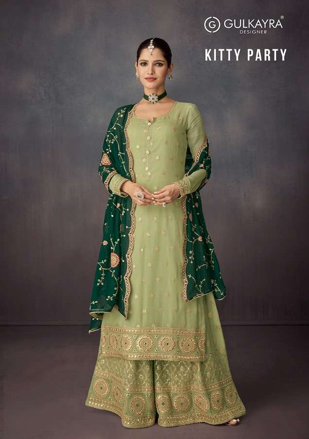 GULKAYRA DESIGNER PRESENT KITTY PARTY SEMI STITCHED GEORGETTE DESIGNER SUITS IN WHOLESALE PRICE IN SURAT - SAI DRESSES