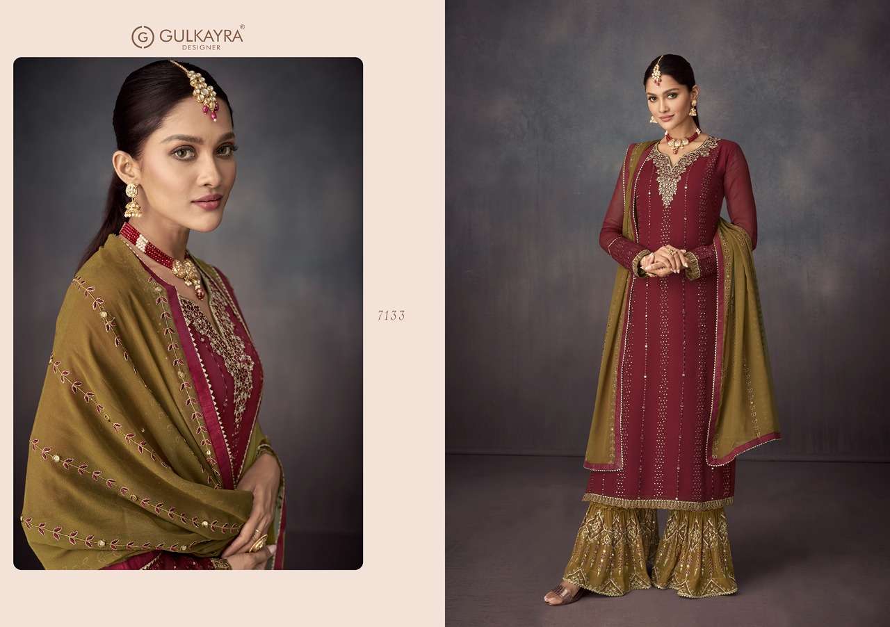 GULKAYRA DESIGNER PRESENT KITTY PARTY SEMI STITCHED GEORGETTE DESIGNER SUITS IN WHOLESALE PRICE IN SURAT - SAI DRESSES