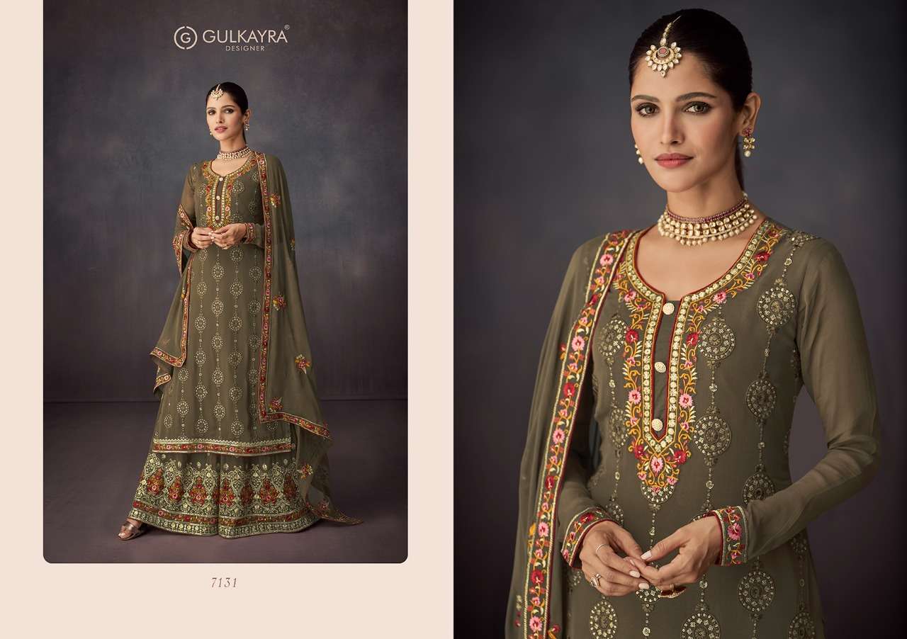 GULKAYRA DESIGNER PRESENT KITTY PARTY SEMI STITCHED GEORGETTE DESIGNER SUITS IN WHOLESALE PRICE IN SURAT - SAI DRESSES