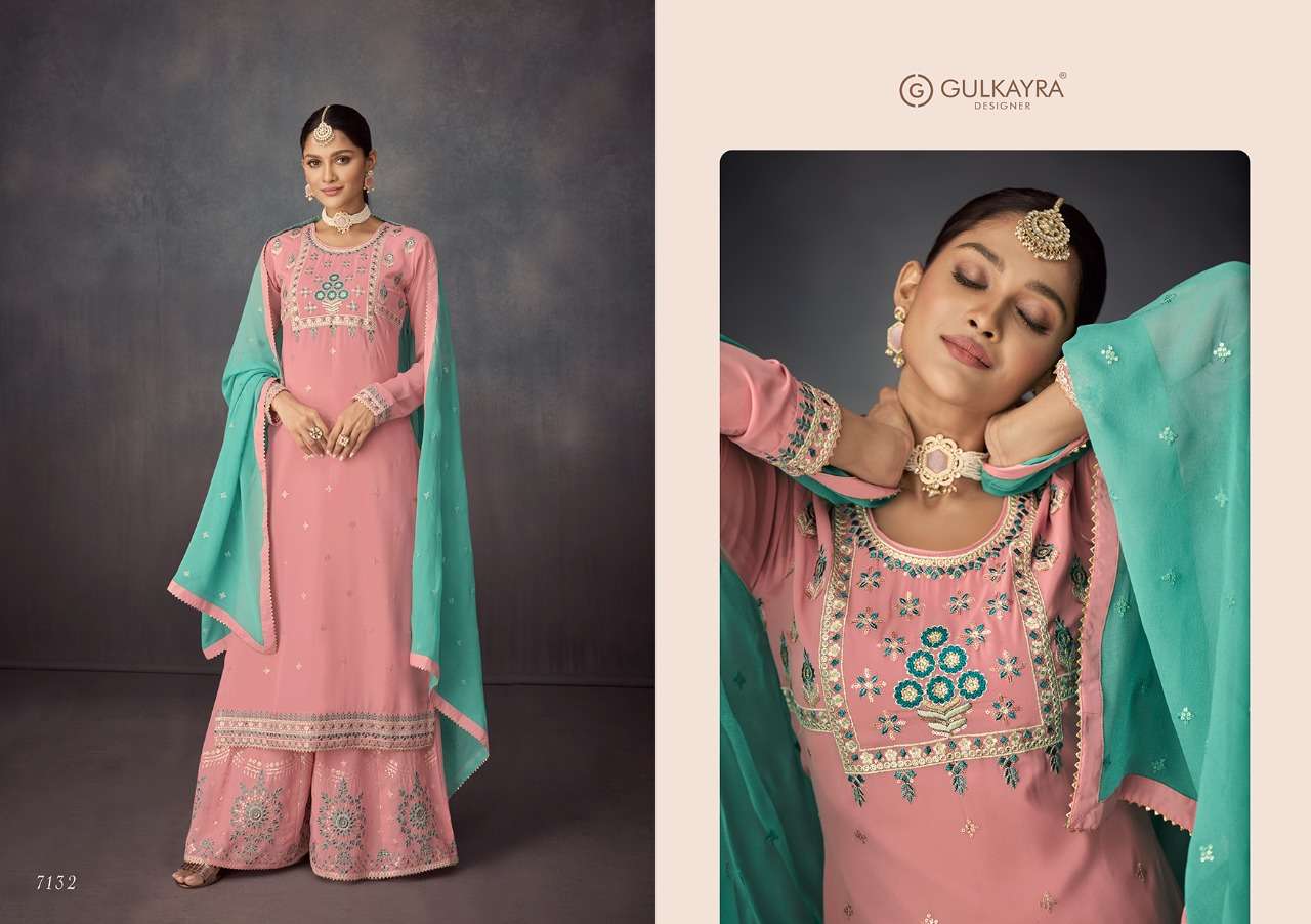 GULKAYRA DESIGNER PRESENT KITTY PARTY SEMI STITCHED GEORGETTE DESIGNER SUITS IN WHOLESALE PRICE IN SURAT - SAI DRESSES
