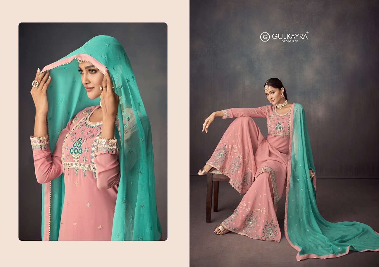 GULKAYRA DESIGNER PRESENT KITTY PARTY SEMI STITCHED GEORGETTE DESIGNER SUITS IN WHOLESALE PRICE IN SURAT - SAI DRESSES