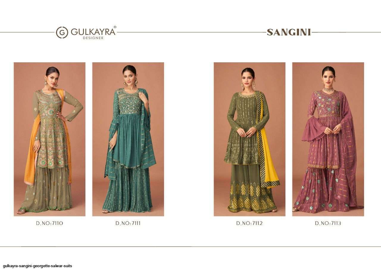  GULKAYRA DESIGNER PRESENT SANGINI GEORGETTE WITH HEAVY EMBROIDERY WORK READYMADE GARARA DESIGNER SUITS COLLECTION IN WHOLESALE PRICE IN SURAT 