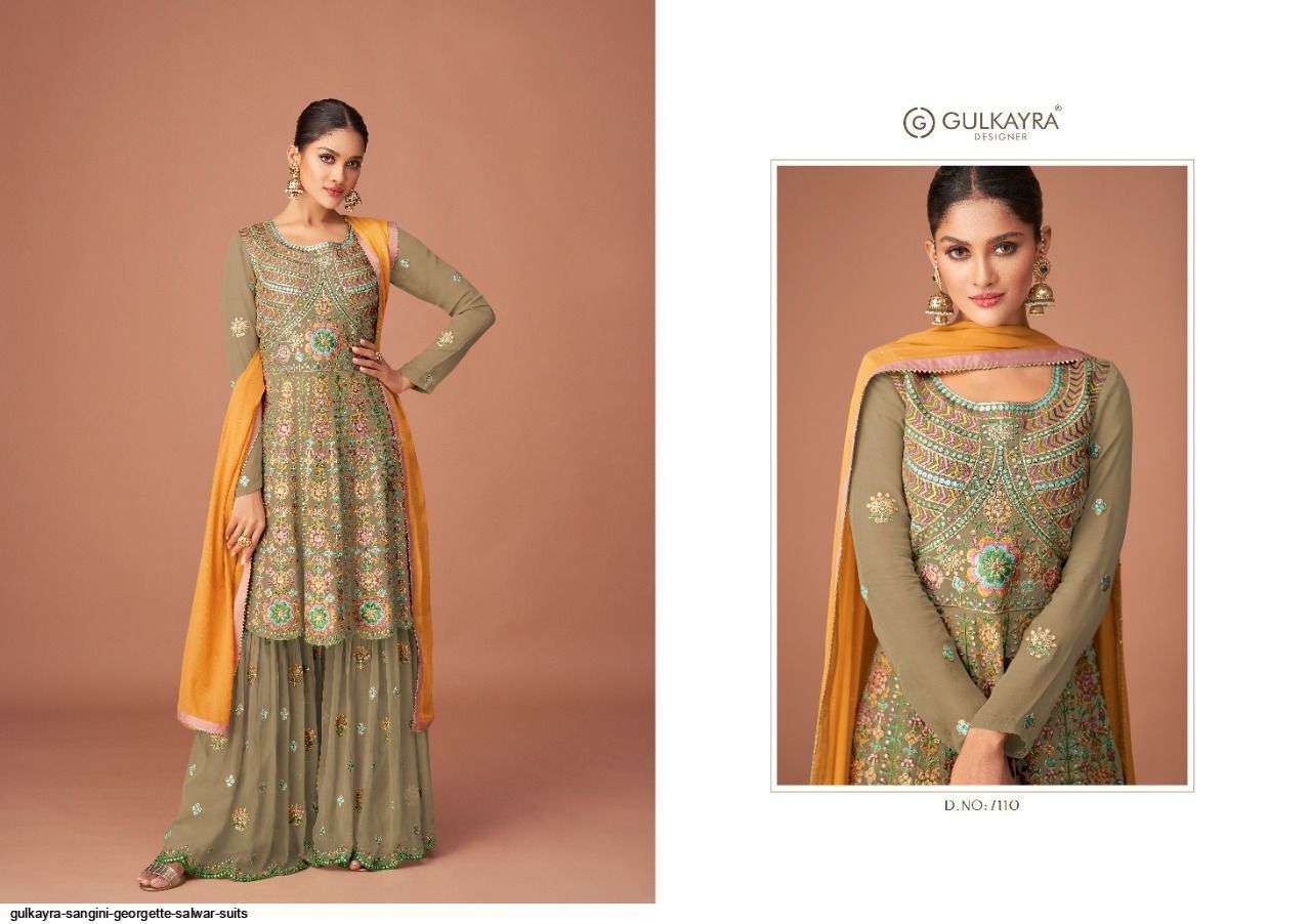  GULKAYRA DESIGNER PRESENT SANGINI GEORGETTE WITH HEAVY EMBROIDERY WORK READYMADE GARARA DESIGNER SUITS COLLECTION IN WHOLESALE PRICE IN SURAT 