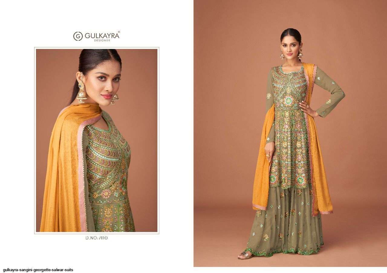  GULKAYRA DESIGNER PRESENT SANGINI GEORGETTE WITH HEAVY EMBROIDERY WORK READYMADE GARARA DESIGNER SUITS COLLECTION IN WHOLESALE PRICE IN SURAT 