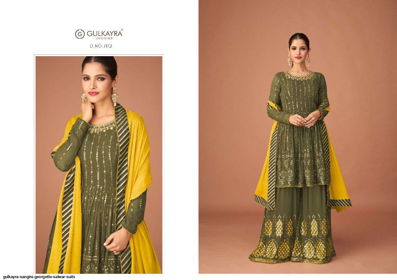  GULKAYRA DESIGNER PRESENT SANGINI GEORGETTE WITH HEAVY EMBROIDERY WORK READYMADE GARARA DESIGNER SUITS COLLECTION IN WHOLESALE PRICE IN SURAT 