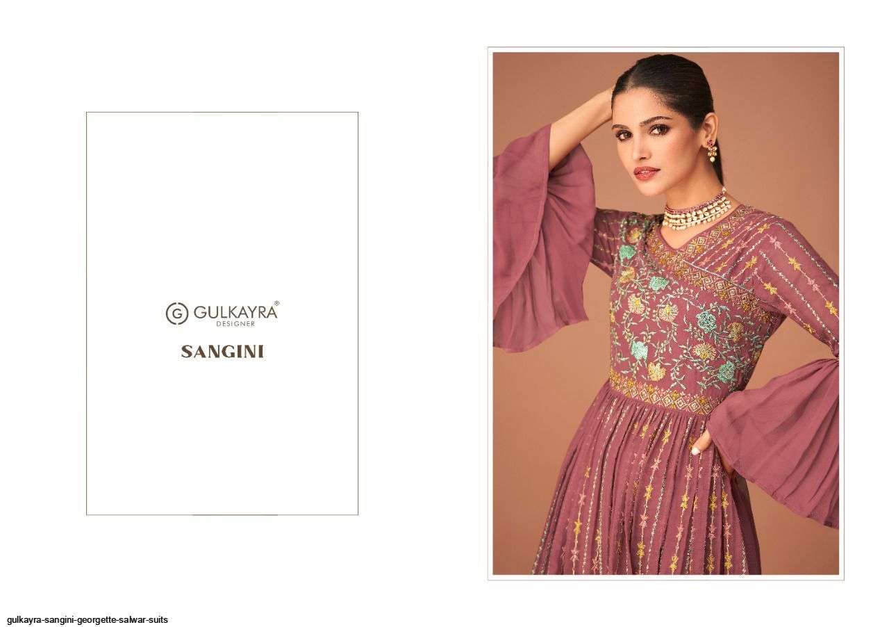  GULKAYRA DESIGNER PRESENT SANGINI GEORGETTE WITH HEAVY EMBROIDERY WORK READYMADE GARARA DESIGNER SUITS COLLECTION IN WHOLESALE PRICE IN SURAT 
