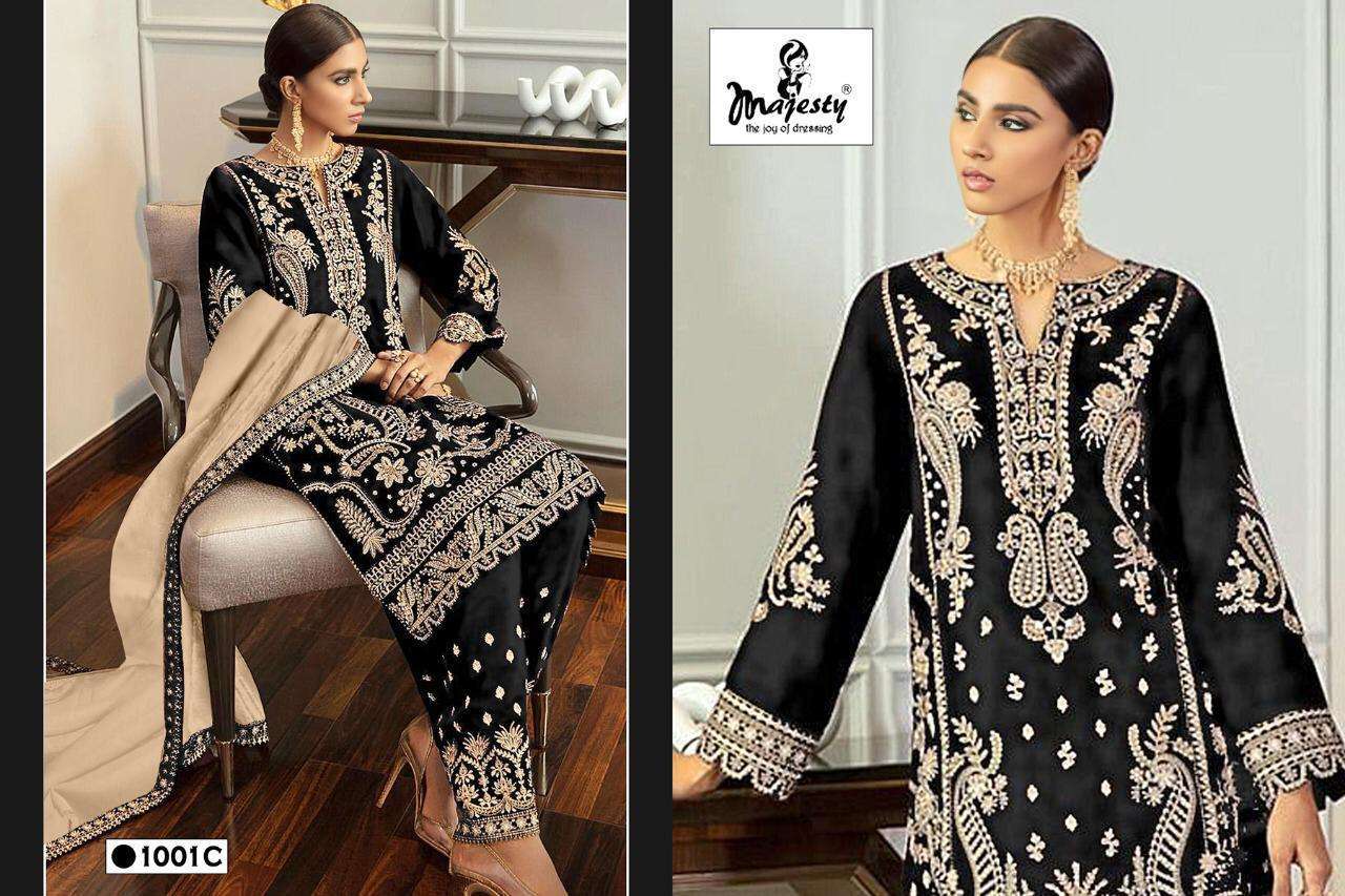 MAJESTY PRESENT CRIMSON VOL 1 SEMI STITCHED FOX GEORGETTE HEAVY DESIGNER PAKISTANI SUITS IN WHOLESALE PRICE IN SURAT - SAI DRESSES