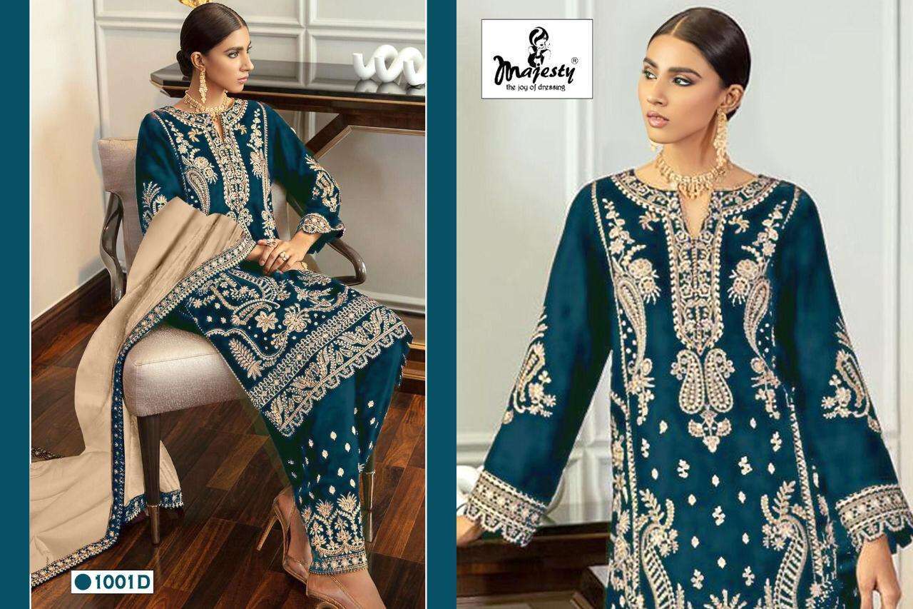 MAJESTY PRESENT CRIMSON VOL 1 SEMI STITCHED FOX GEORGETTE HEAVY DESIGNER PAKISTANI SUITS IN WHOLESALE PRICE IN SURAT - SAI DRESSES