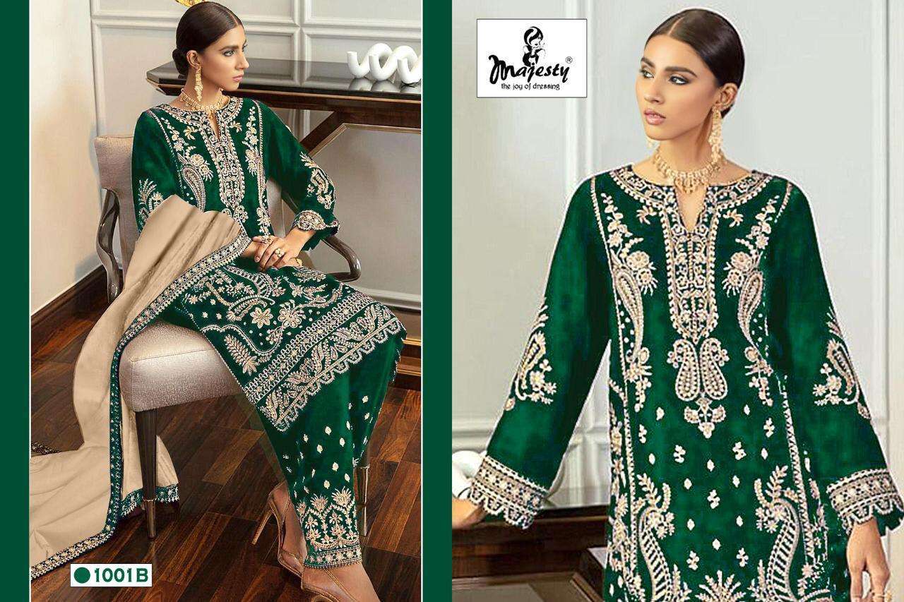 MAJESTY PRESENT CRIMSON VOL 1 SEMI STITCHED FOX GEORGETTE HEAVY DESIGNER PAKISTANI SUITS IN WHOLESALE PRICE IN SURAT - SAI DRESSES