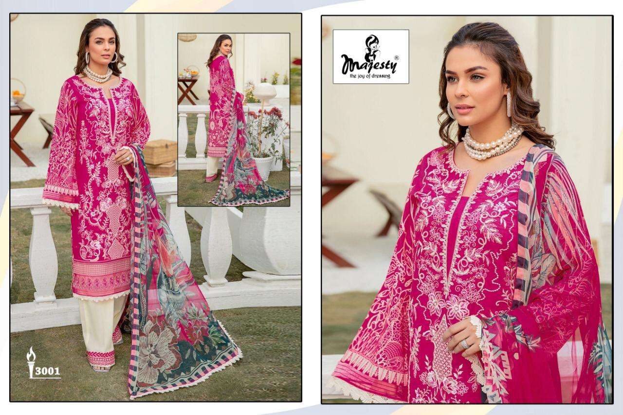  MAJESTY PRESENT RAMSHA LUXURY LAWN COLLECTION COTTON EMBROIDERY DESIGNER SUITS IN WHOLESALE PRICE IN SURAT - SAI DRESSES