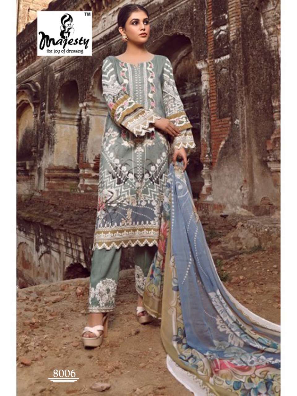 MAJESTY PRESENTS SANA SAFINA VOL 8 PAKISTANI SALWAR SUITS IN WHOLESALE PRICE IN SURAT - SAI DRESSES