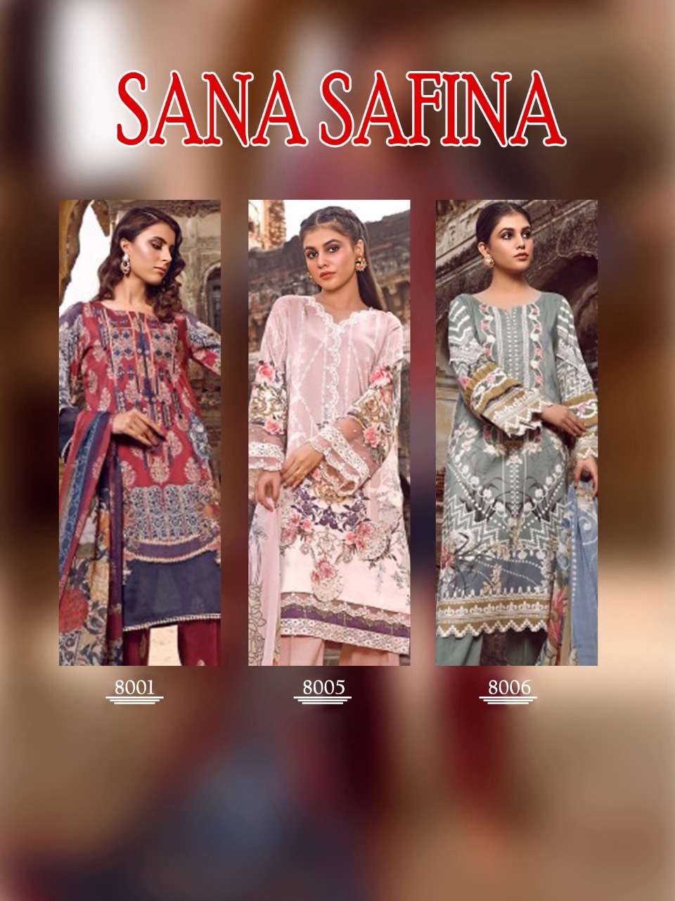 MAJESTY PRESENTS SANA SAFINA VOL 8 PAKISTANI SALWAR SUITS IN WHOLESALE PRICE IN SURAT - SAI DRESSES
