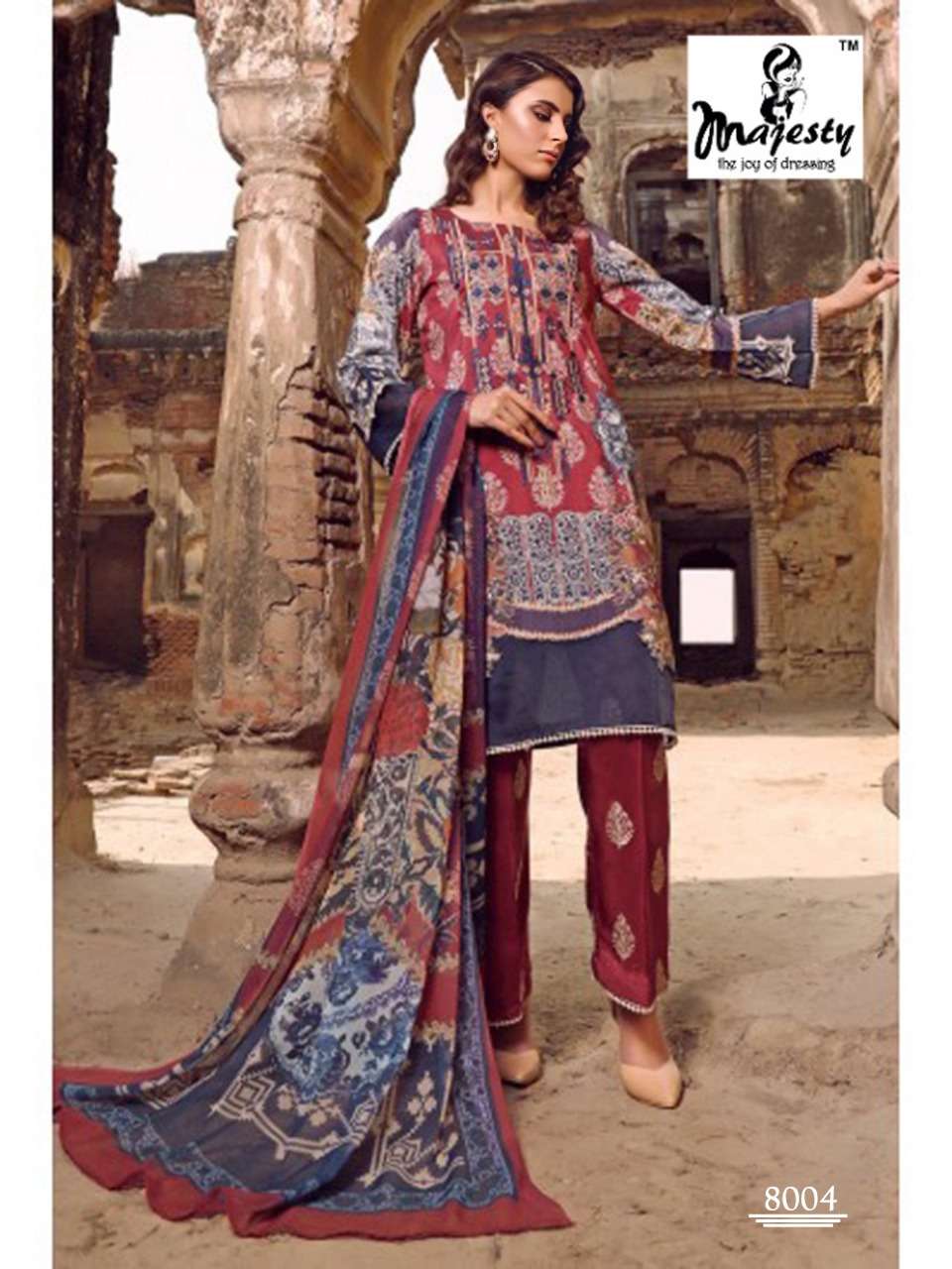 MAJESTY PRESENTS SANA SAFINA VOL 8 PAKISTANI SALWAR SUITS IN WHOLESALE PRICE IN SURAT - SAI DRESSES