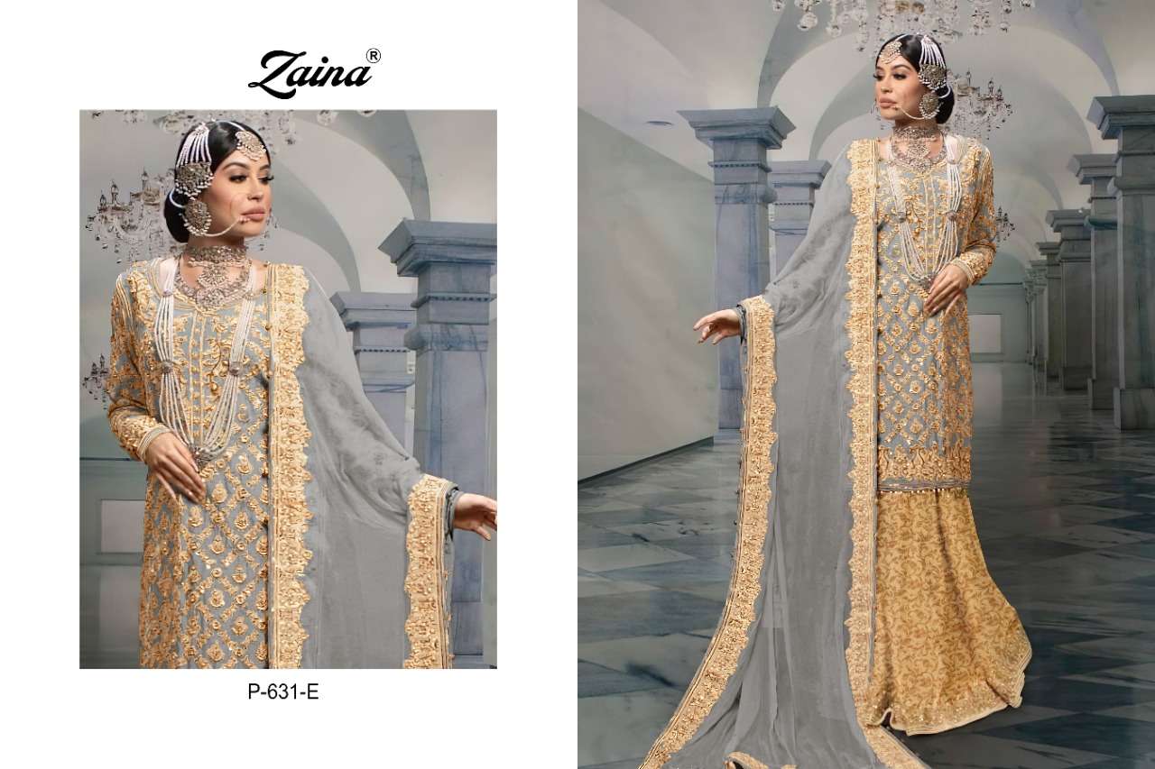 PRIYAM FASHION PRESENT ZAINA P-631-B TO P-631-E SERIES CATALOG GEORGETTE SEMI STITCHED PAKISTANI DESIGNER SUITS IN WHOLESALE PRICE IN SURAT - SAI DRESSES